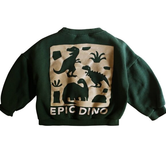 Zara Epic Dino Green Sweatshirt 18-24 Months - Picture 1 of 9